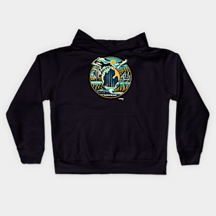 Michigan Motif: Lakes & Legends - American Vintage Retro style USA State Kids Hoodie